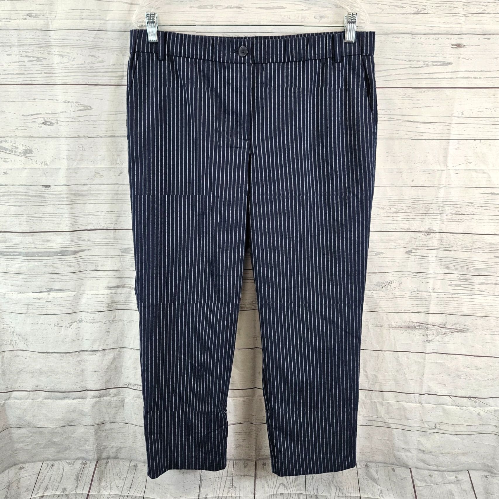Loft LOFT Ann Taylor Womens Original Straight Cropped Pants Sz 10 Blue White Stripe Size 32" / US 10 / IT 46 - 2 Thumbnail