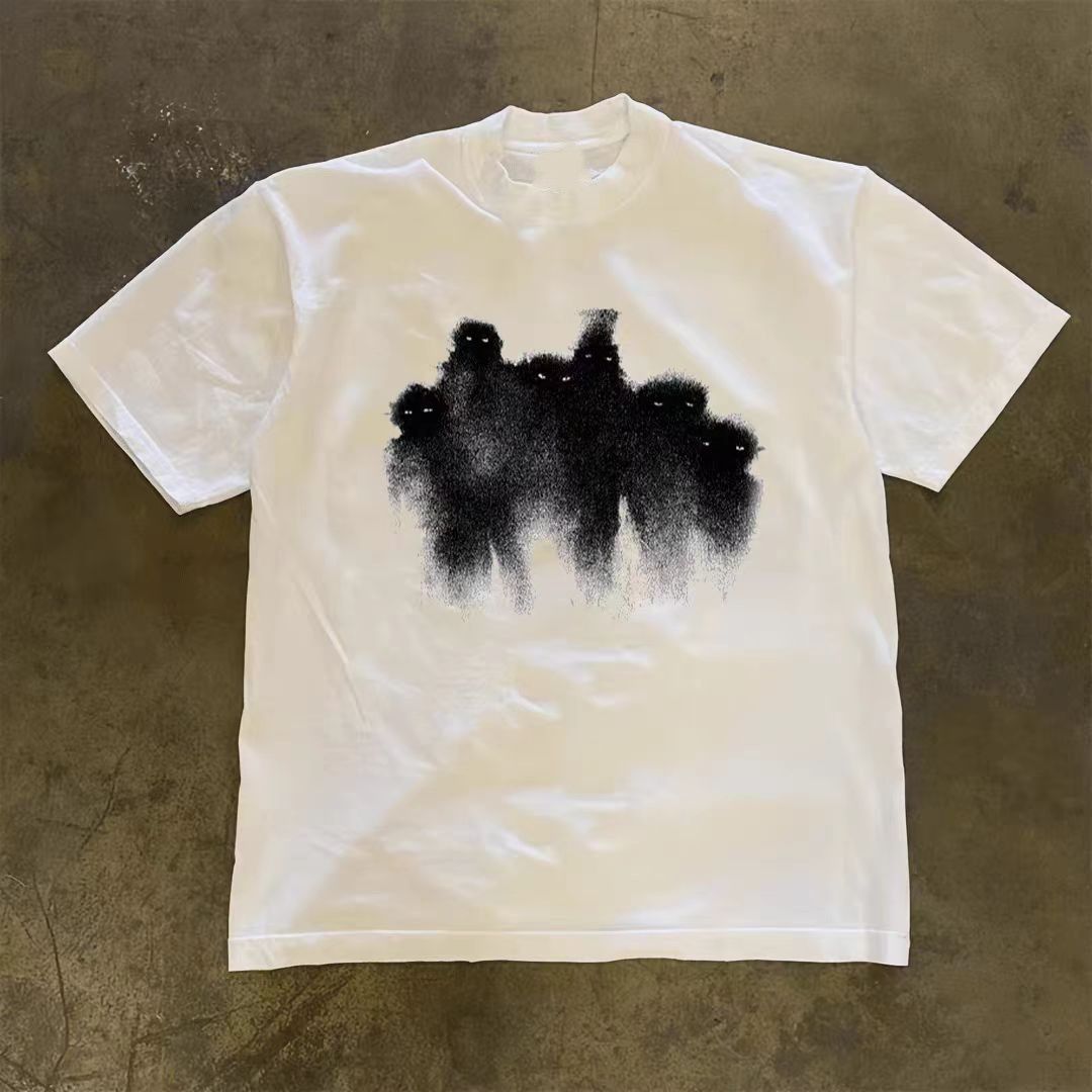 Vintage Hip Hop Fuzzy Silhouette Printed Loose Short Sleeve T-Shirt Size US L / EU 52-54 / 3 - 1 Thumbnail