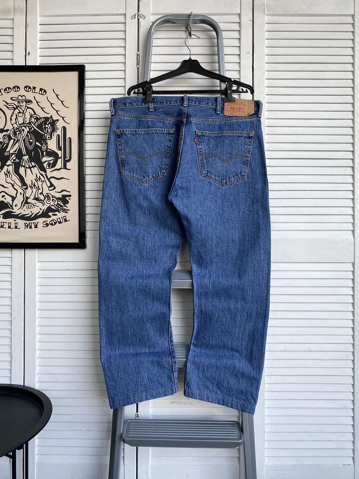 Levi's × Vintage Vintage Levis 501 Blue Denim Baggy Jeans Pants USA W38 L28 Size US 38 / EU 54 - 1 Thumbnail