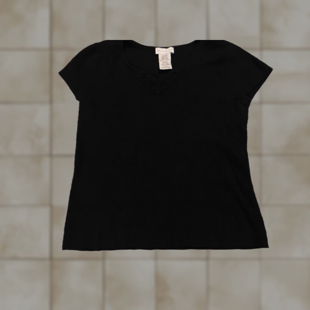 Vintage White Stag Shirt Womens Large Black Pullover T-Shirt Short Sleeve Crew Neck Cap Sleeve Ruffle Breathable Stretch Basic Casual Vintage No Size L / US 10 / IT 46 - 1 Thumbnail