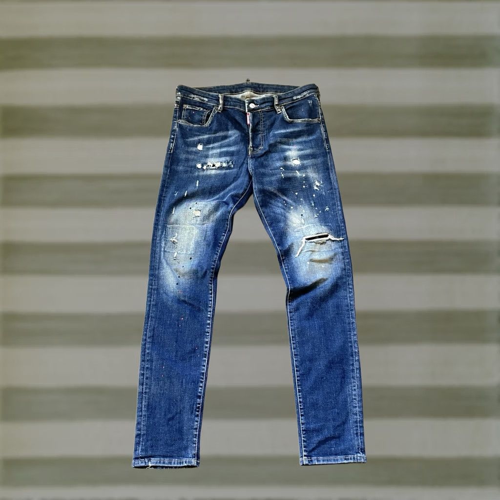 Dsquared2 Dsquared2 Slim Jeans Distressed Paint Denim Jeans Made In Italy Size 48 Mens Slim Blue City Biker 90s? Size US 32 / EU 48 - 1 Thumbnail