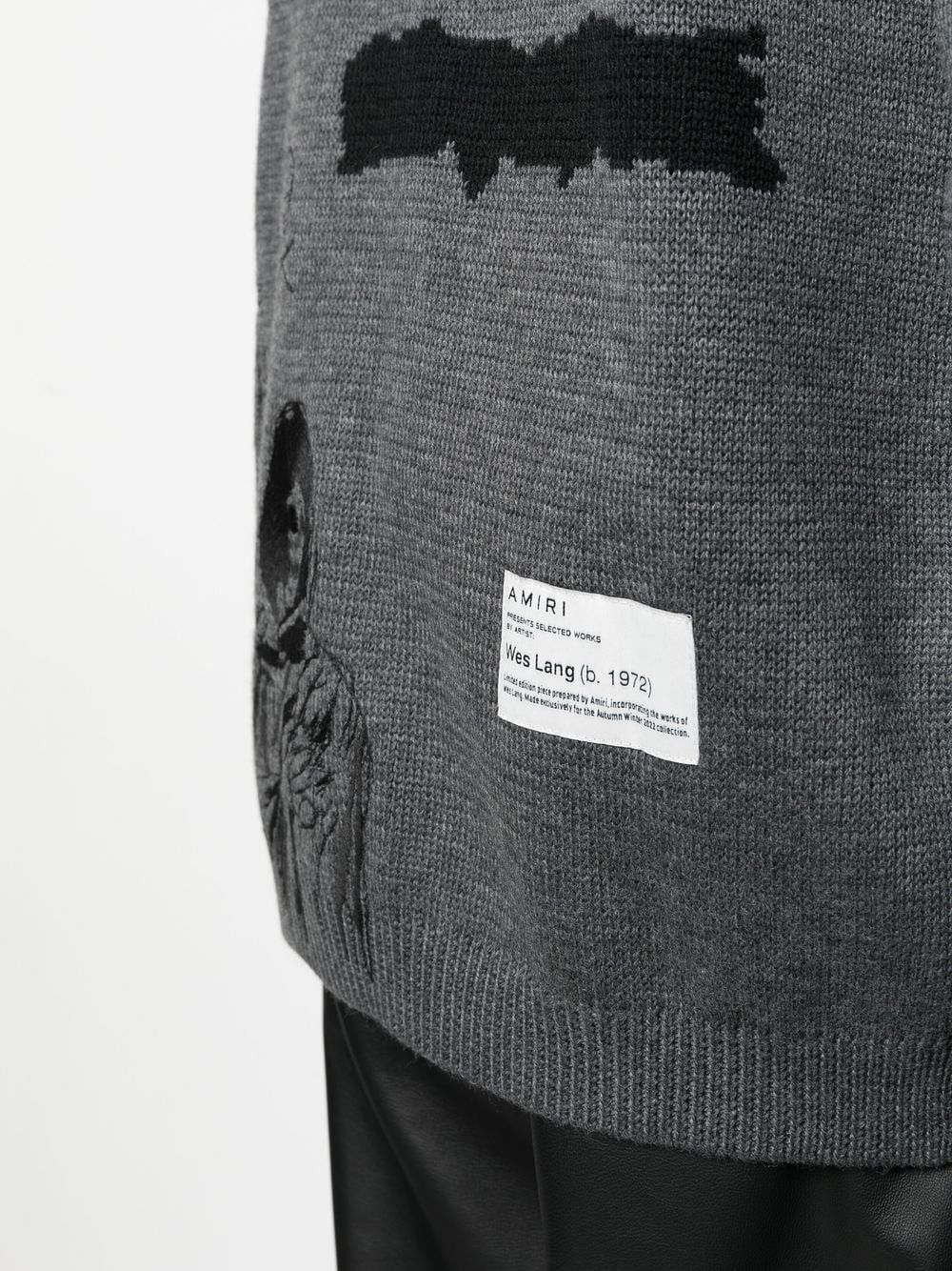 o1w1db10125 Patch Abstract-Pattern Cardigan in Black/Grey