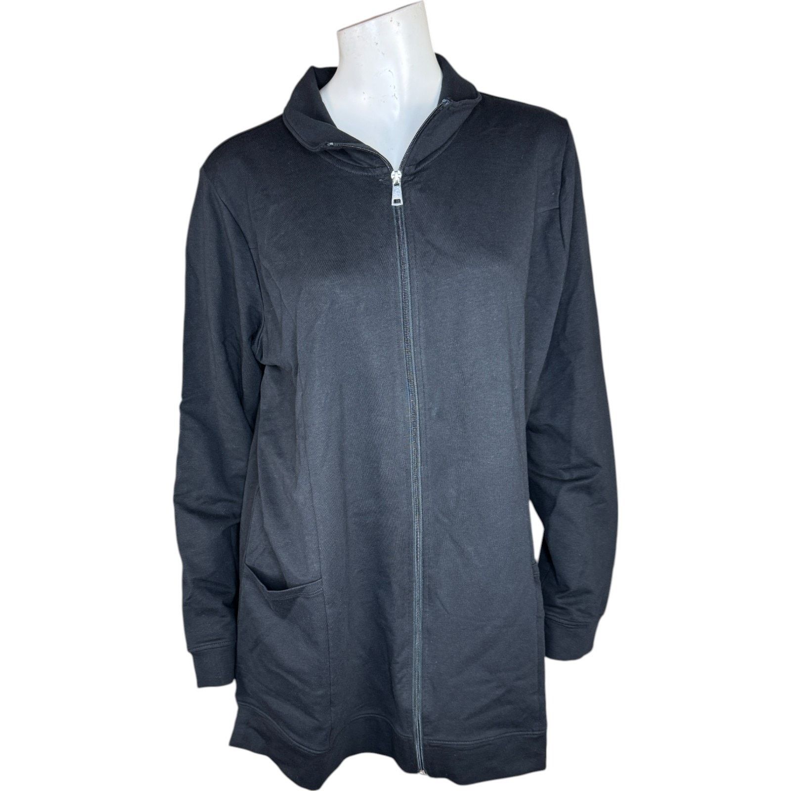 Denim & Co. Denim & Co. EasyWear French Terry Tunic Jacket Black LP Size L / US 10 / IT 46 - 1 Thumbnail