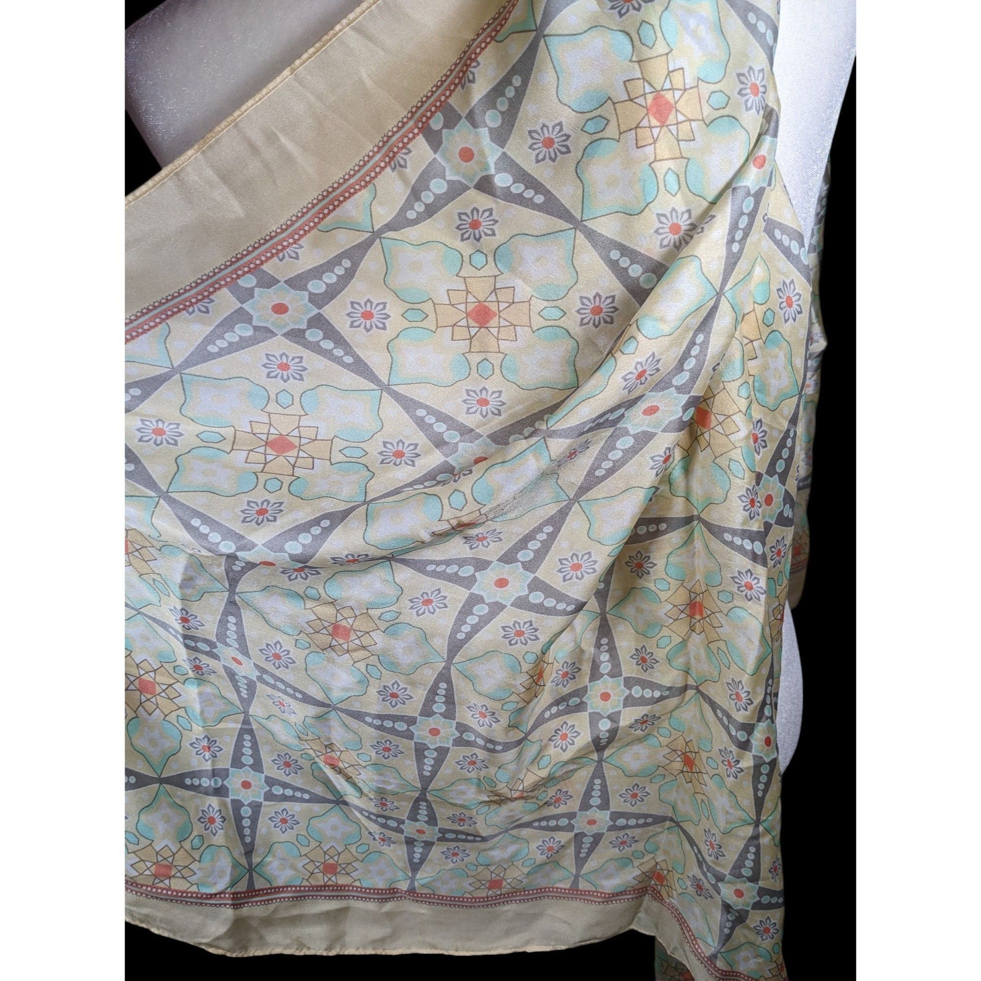 Other Vintage Retro Floral Pastel Yellow Scarf/Shawl/Wrap Size ONE SIZE - 7 Thumbnail
