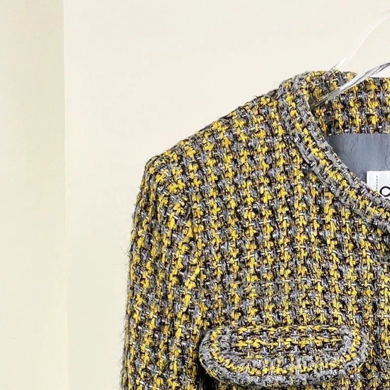 Chanel Chanel 17B yellow-gray tweed knitted belt jacket Size XXS / US 00 / IT 34 - 3 Thumbnail