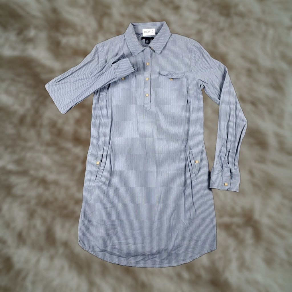 Tommy Hilfiger Tommy Hilfiger Womens Small Gray Striped Long Sleeve Shirt Dress Size S / US 4 / IT 40 - 1 Thumbnail