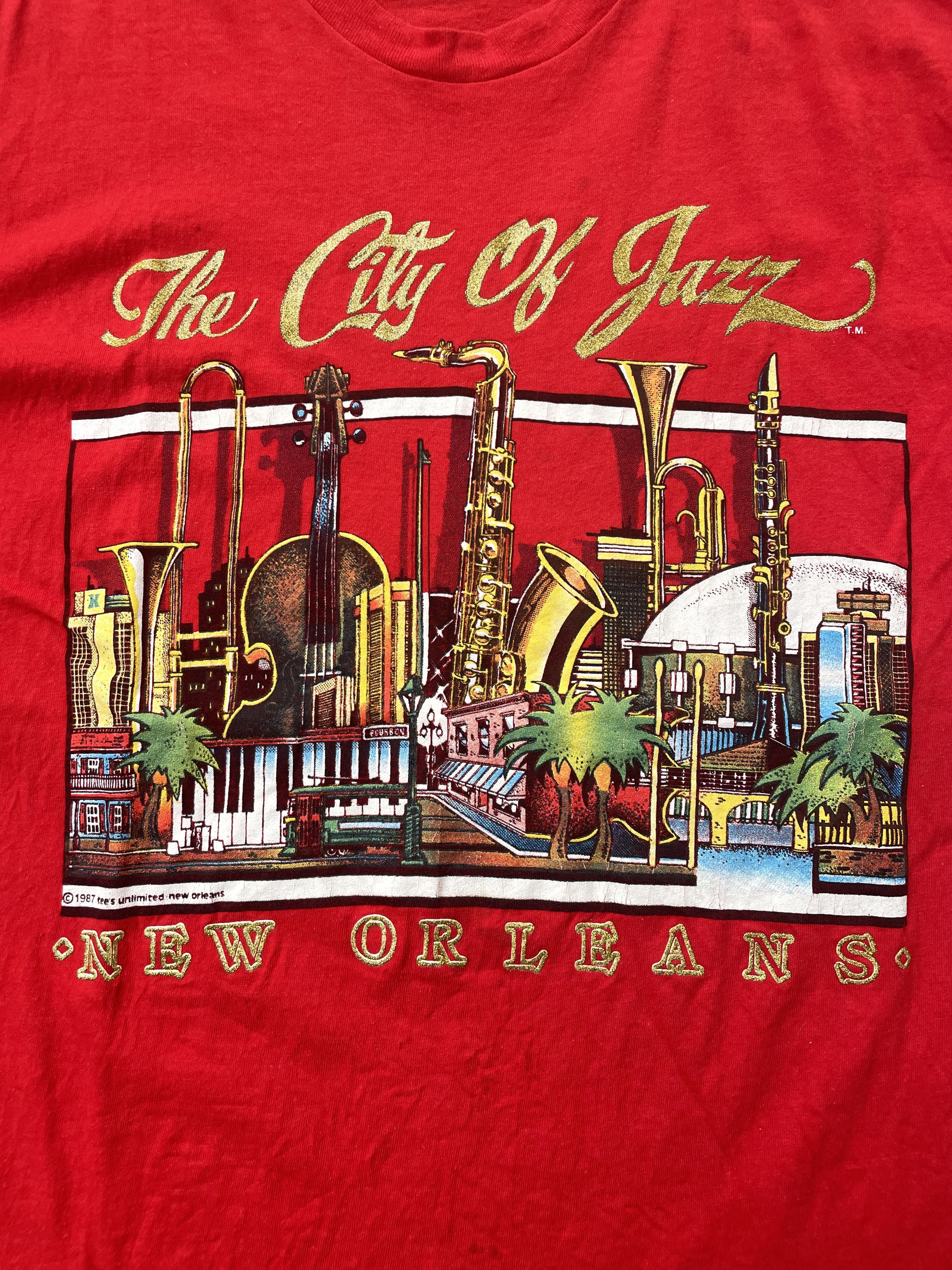 Vintage 80s City Of New Orleans Jazz Music T-Shirt Single Stitch Size US L / EU 52-54 / 3 - 5 Thumbnail