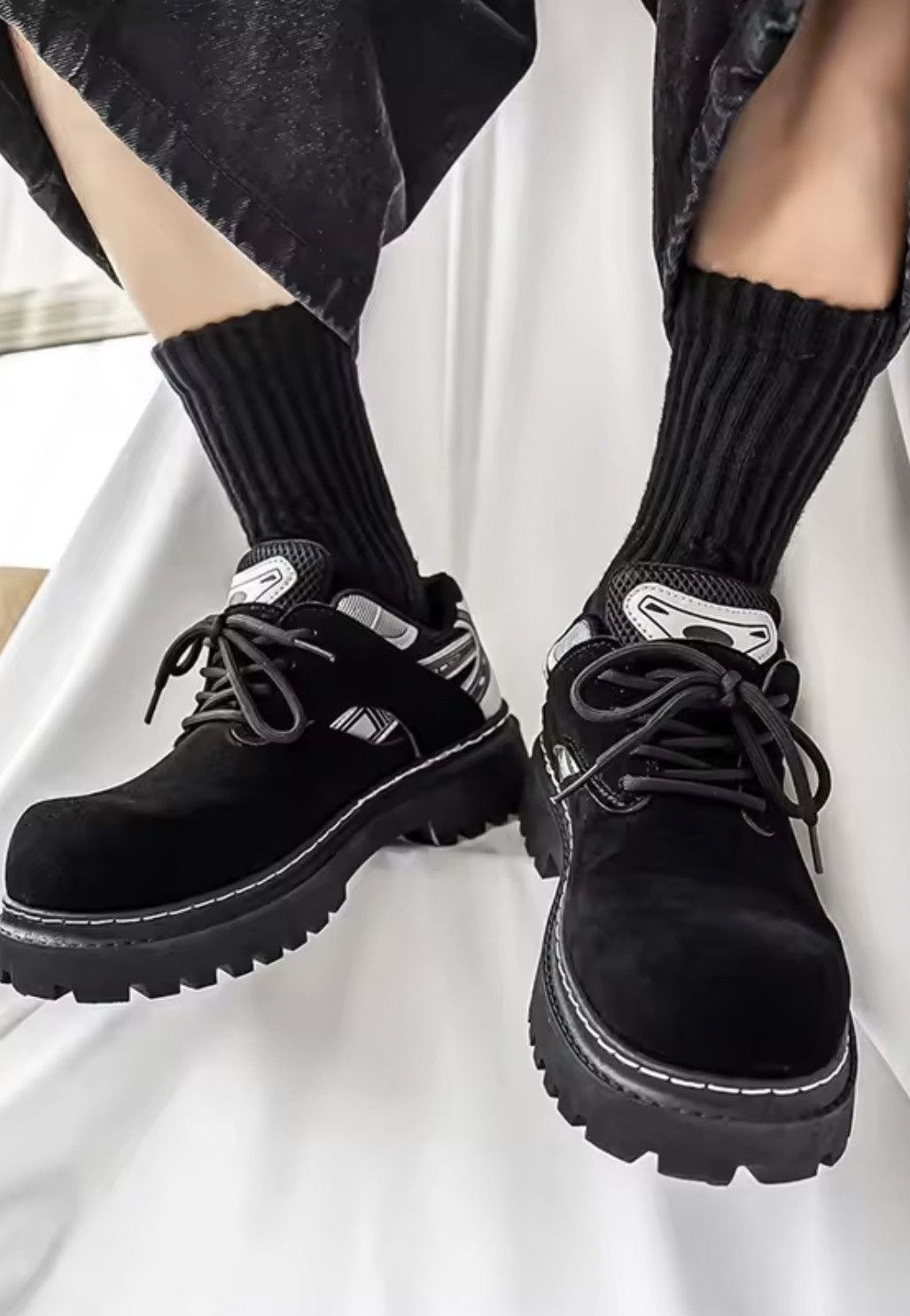 Japanese Brand Chunky Lug-Sole Low-Top Sneakers - PU Leather Size US 9.5 / EU 42-43 - 8 Thumbnail