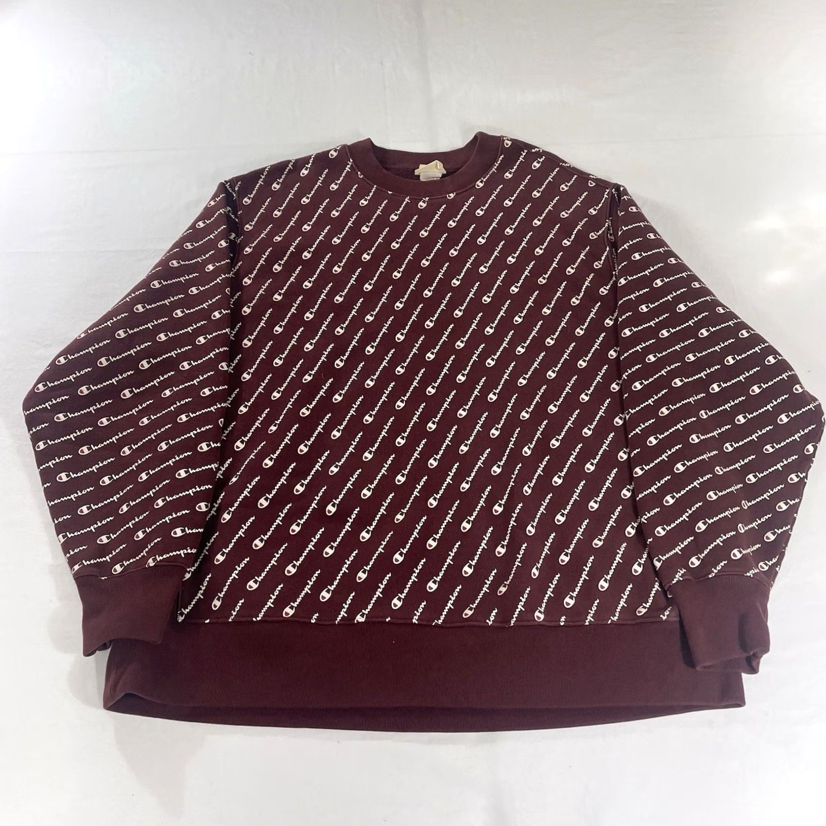 Champion VINTAGE Champion 2XL Crewneck Sweatshirt Reverse Weave AOP Spell Out Logo Maroon Red Decade 1980s Mens Size US XXL / EU 58 / 5 - 2 Thumbnail