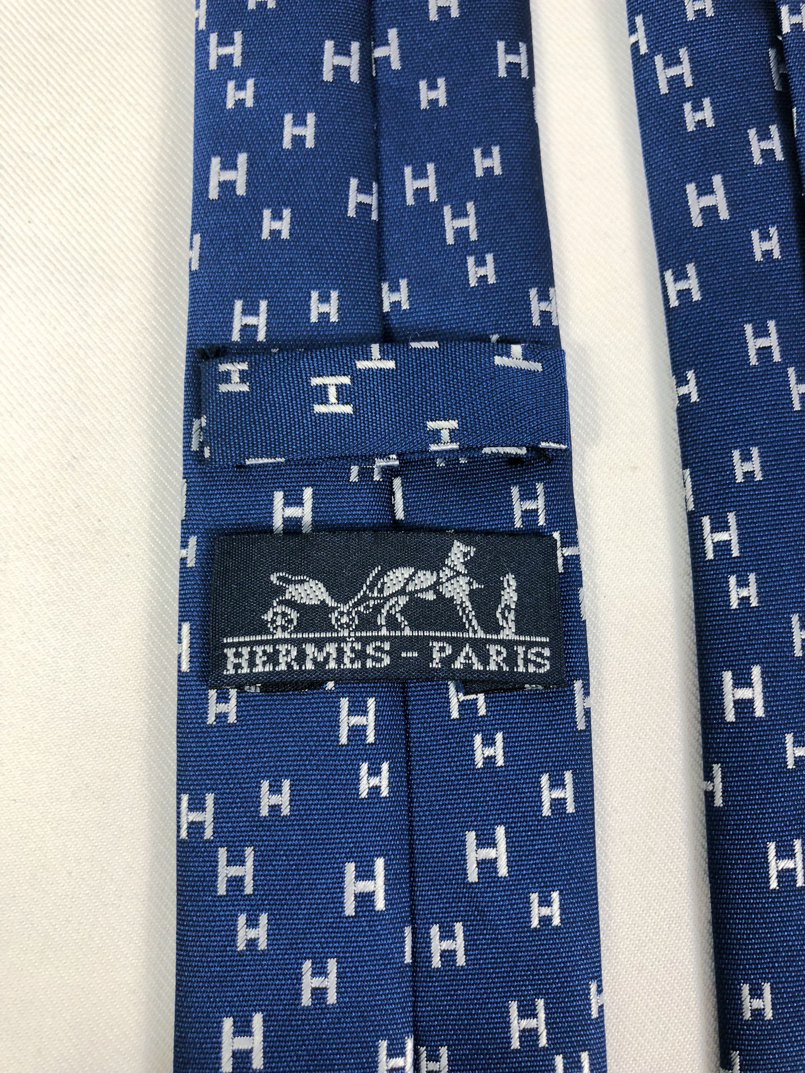Hermes Rare Hermes Monogram Silk Tie Made in Italy Size ONE SIZE - 8 Thumbnail