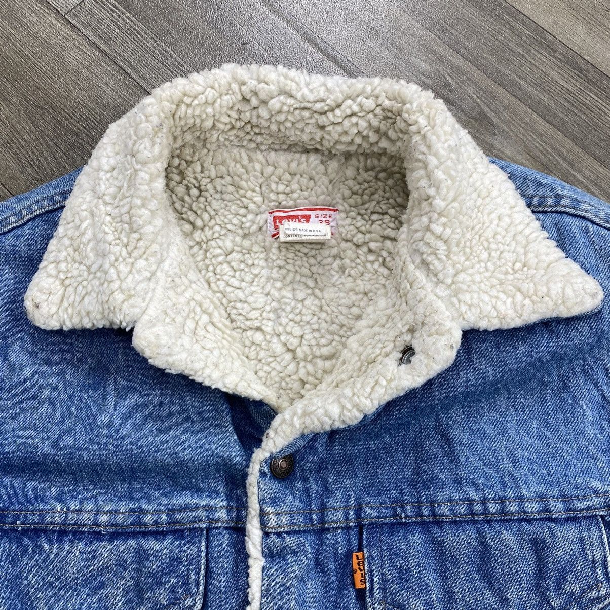 Levi's Vintage Clothing 1980s Vintage Levis Sherpa Orange Tab #527 USA Denim Jacket Size US M / EU 48-50 / 2 - 4 Thumbnail