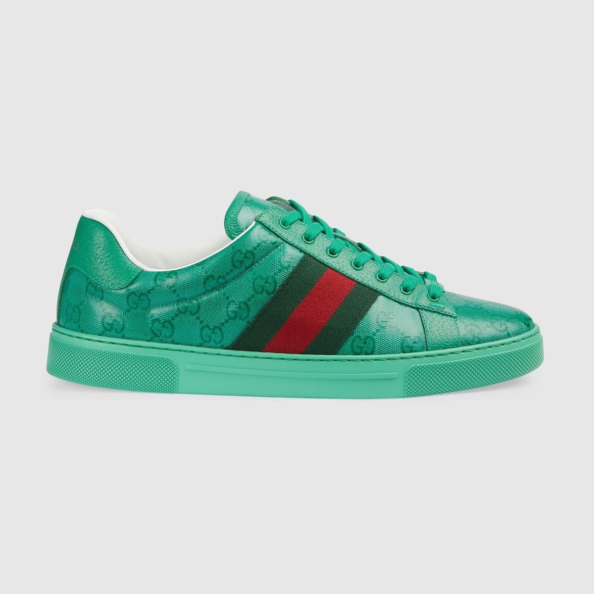 Gucci o1loc1c0625 Men's Ace GG Crystal Canvas Sneakers in Green Size US 10.5 / EU 43-44 - 1 Thumbnail