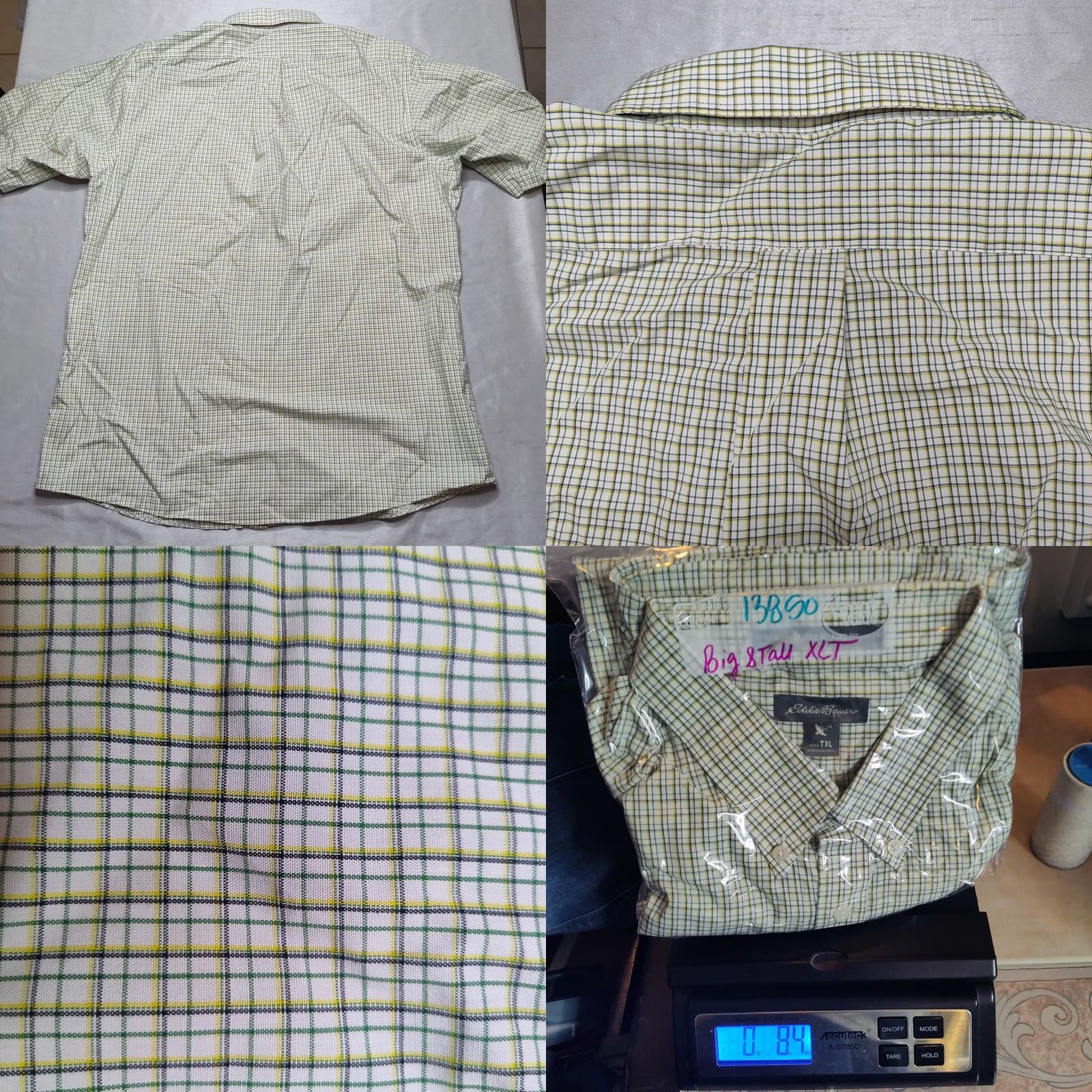 Eddie Bauer VINTAGE Eddie Bauer Shirt Men Big & Tall XLT Wrinkled Free Relaxed Fit Green Check Short Sleeve Button-Up Shirt Size US XL / EU 56 / 4 - 9 Thumbnail