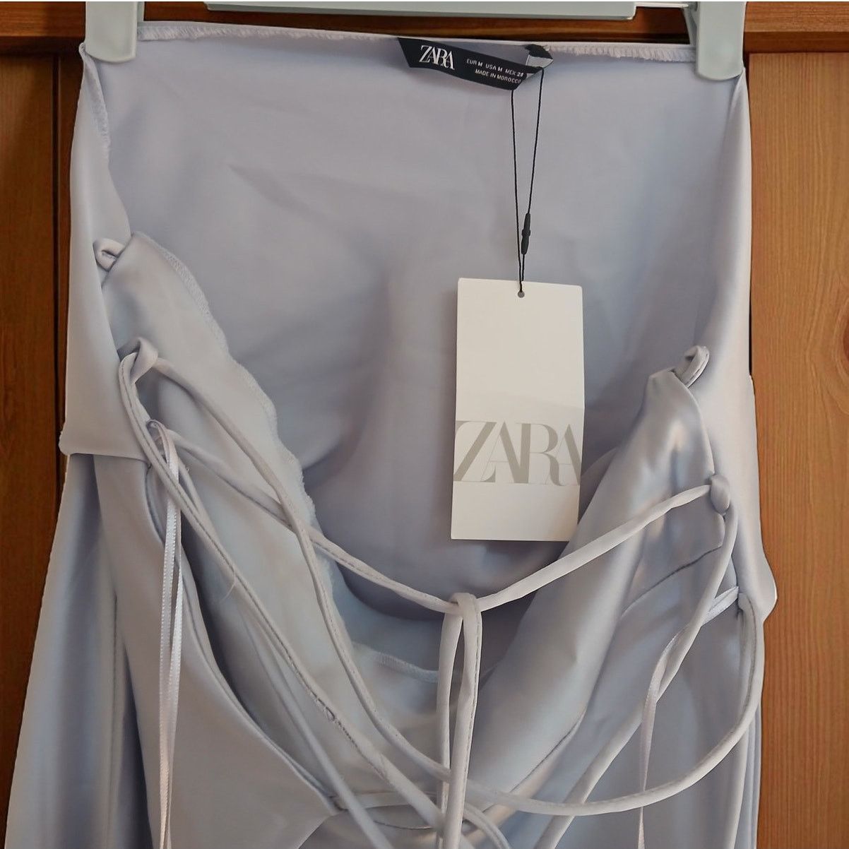 Zara Zara Medium Slip Silver-Gray Strappy Midi Satin Effect Dress Size M / US 6-8 / IT 42-44 - 2 Thumbnail