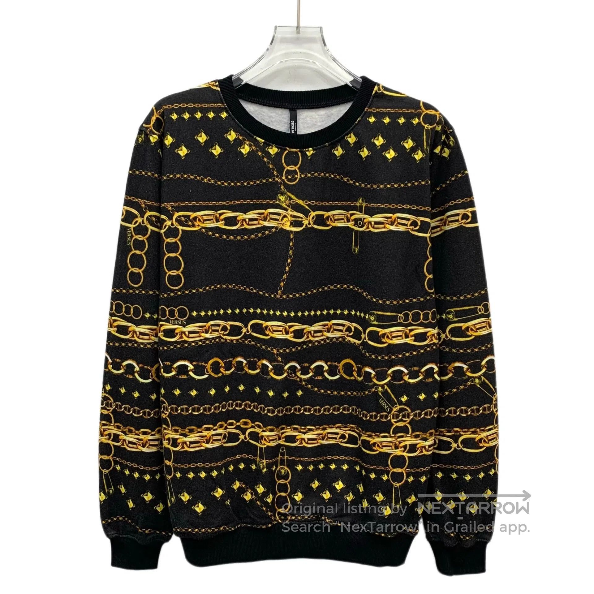 Versace Versace Black cotton long-sleeved sweatshirt with gold cha Size US M / EU 48-50 / 2 - 1 Thumbnail