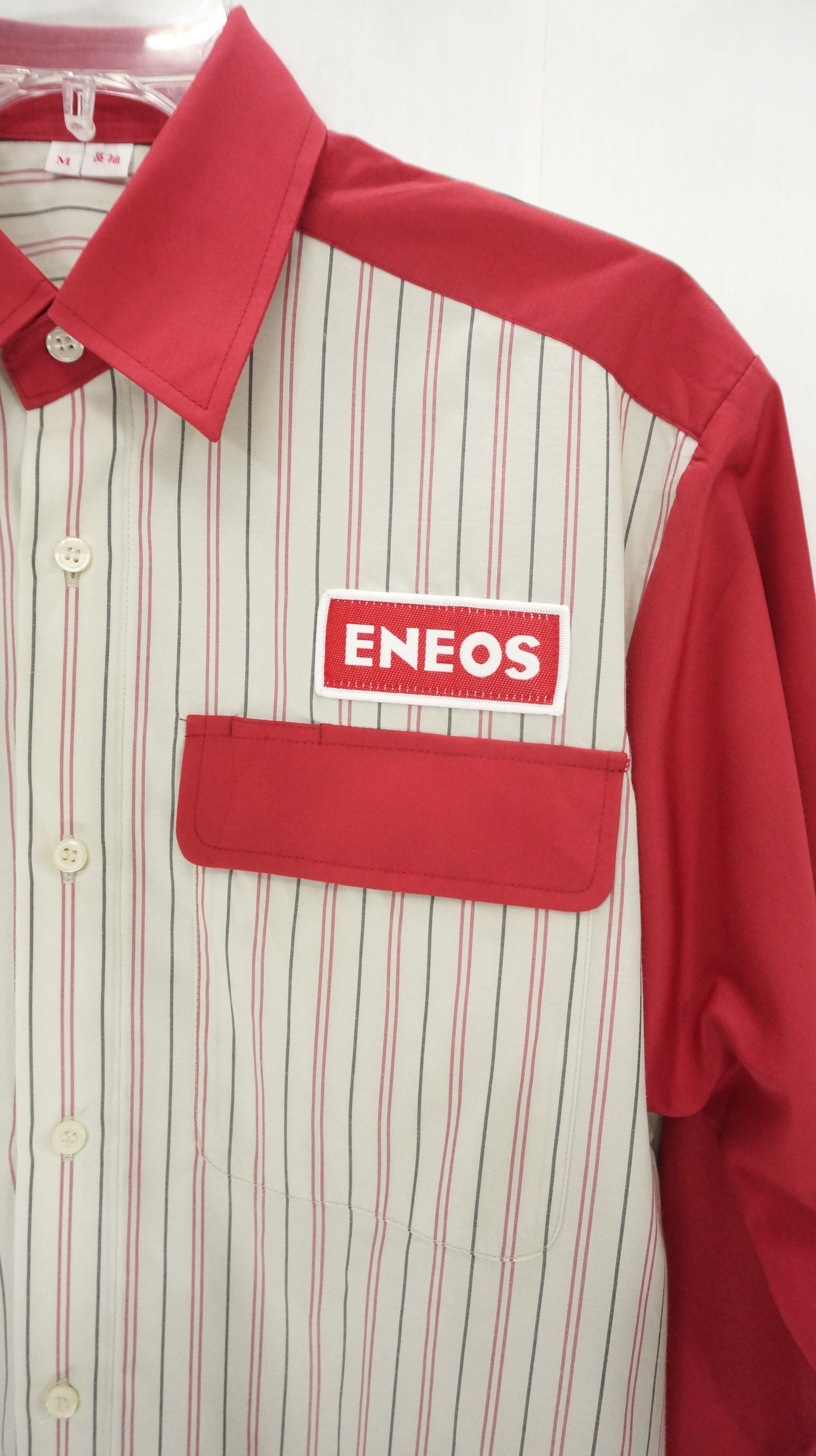 Japanese Brand 🔥 Vtg ENEOS Button Up Long Sleeve Red Stripes Design Shirt Size US M / EU 48-50 / 2 - 4 Thumbnail