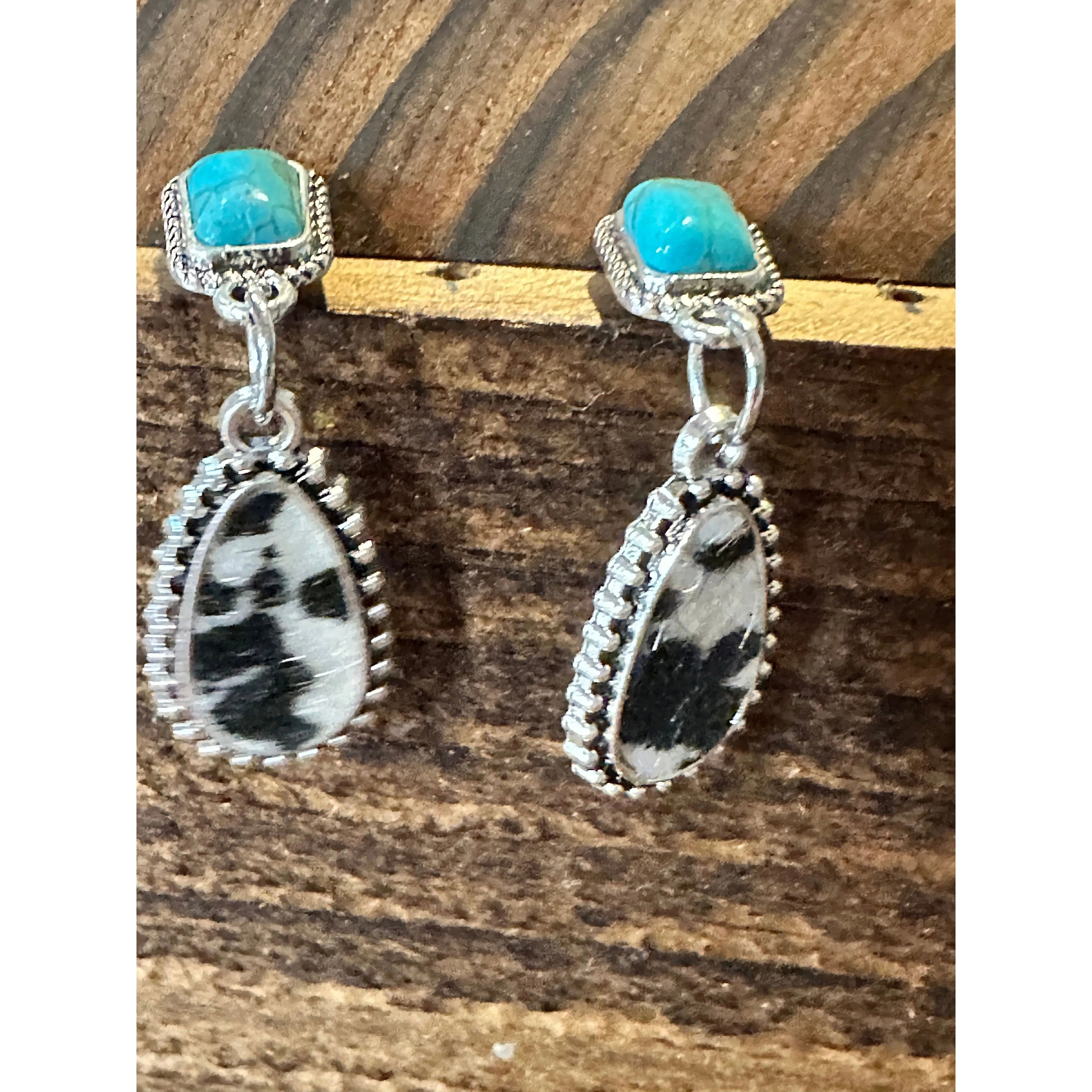 Other Boho Hippie Western Cowgirl Turquoise Stone Silver Drop Stud Size ONE SIZE - 2 Thumbnail