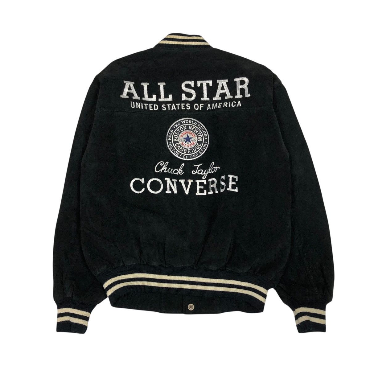 Japanese Brand 🔥VINTAGE BOMBER LEATHER JACKET CONVERSE ALL STAR BOSTON MASS Size US M / EU 48-50 / 2 - 1 Thumbnail