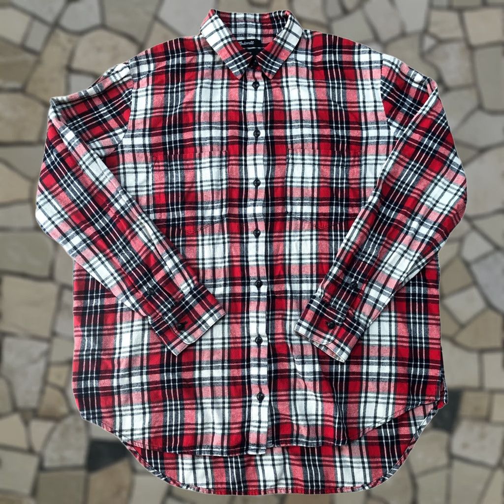 Madewell Madewell Womens Medium Oversized Boyfriend Plaid Flannel Shirt Red F6364 Size M / US 6-8 / IT 42-44 - 1 Thumbnail