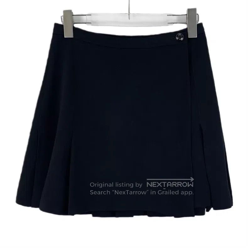 Dior Black logo buckle pleated skirt short skirt