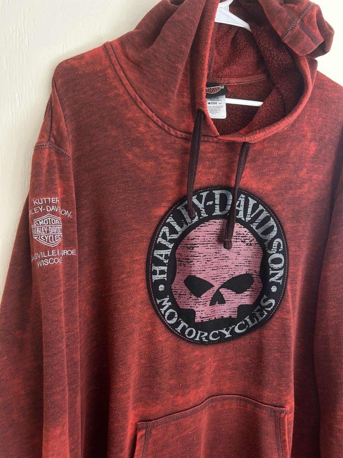 Harley Davidson Harley Davidson Skull Patch Faded Red Hoodie Size US XL / EU 56 / 4 - 2 Thumbnail
