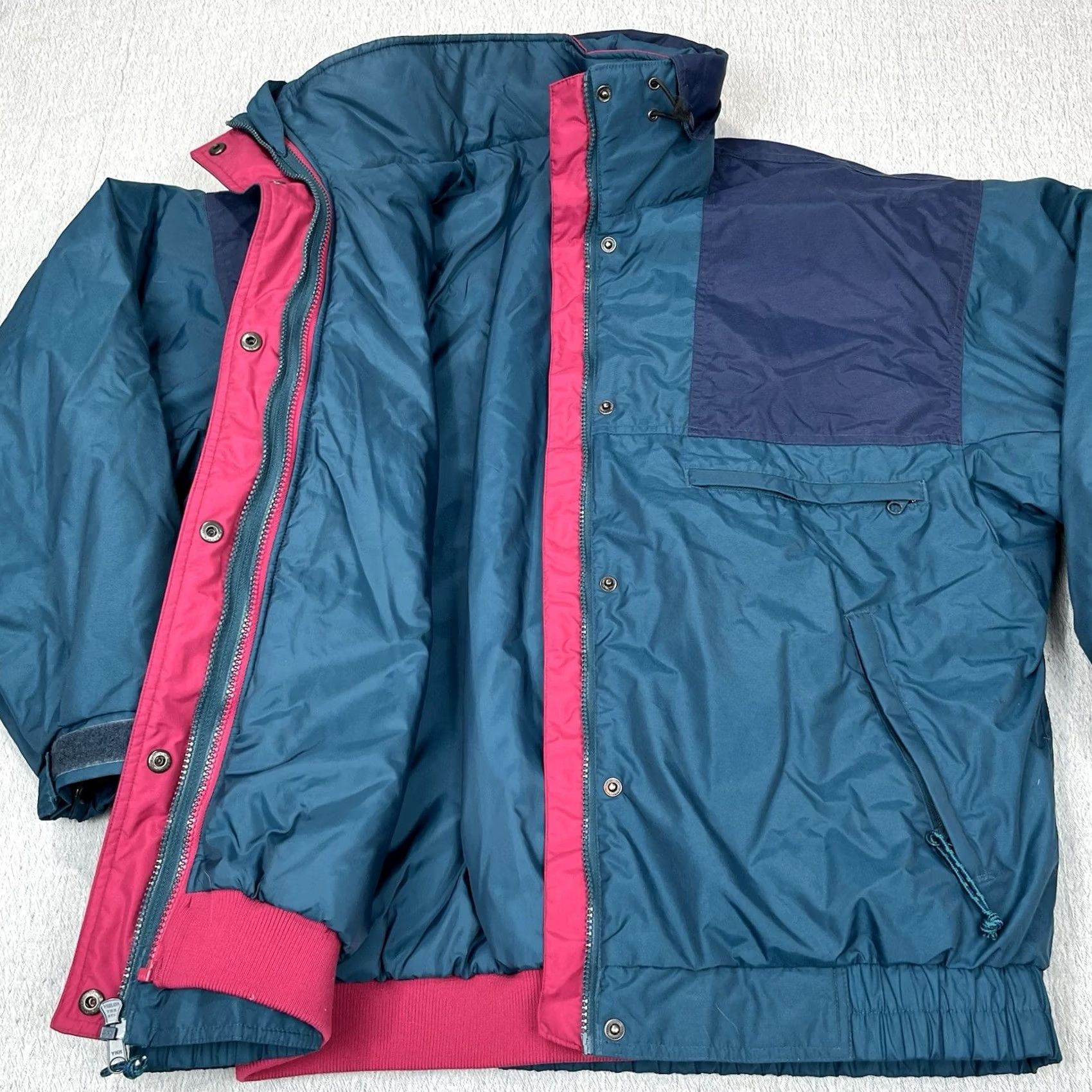 Vintage VTG 90s Columbia Vamoose 3-in-1 Jacket Women's L Green Nylon Winter Hooded Windproof Waterproof Zip Pockets Size L / US 10 / IT 46 - 4 Thumbnail