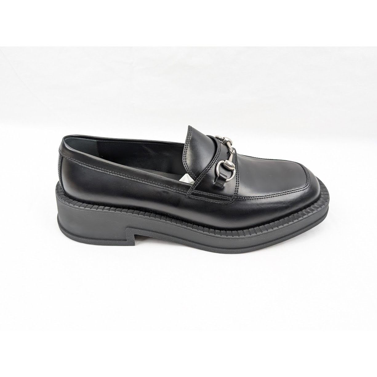 Gucci O1Rshd1 Moccasin Leather Shoes In Nero, Men's (Size 12)