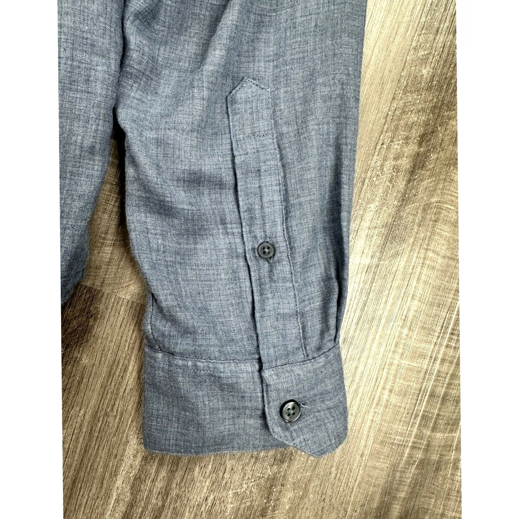 Vince Vince Blue Double Face Long Sleeve Button-Down Shirt M Mens Classic Fit Size US M / EU 48-50 / 2 - 6 Thumbnail