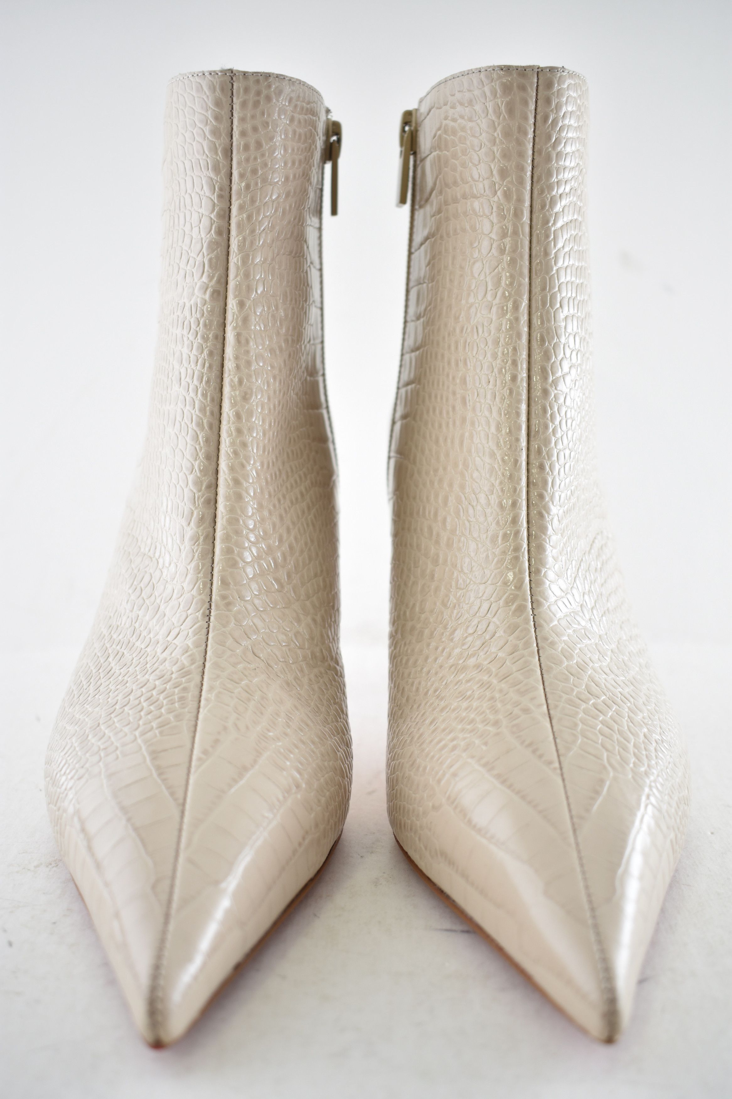 Christian Louboutin Miss Z Booty 80 Pearl Beige Croc Short Ankle Heel Boot 40 Size US 10 / IT 40 - 12 Thumbnail