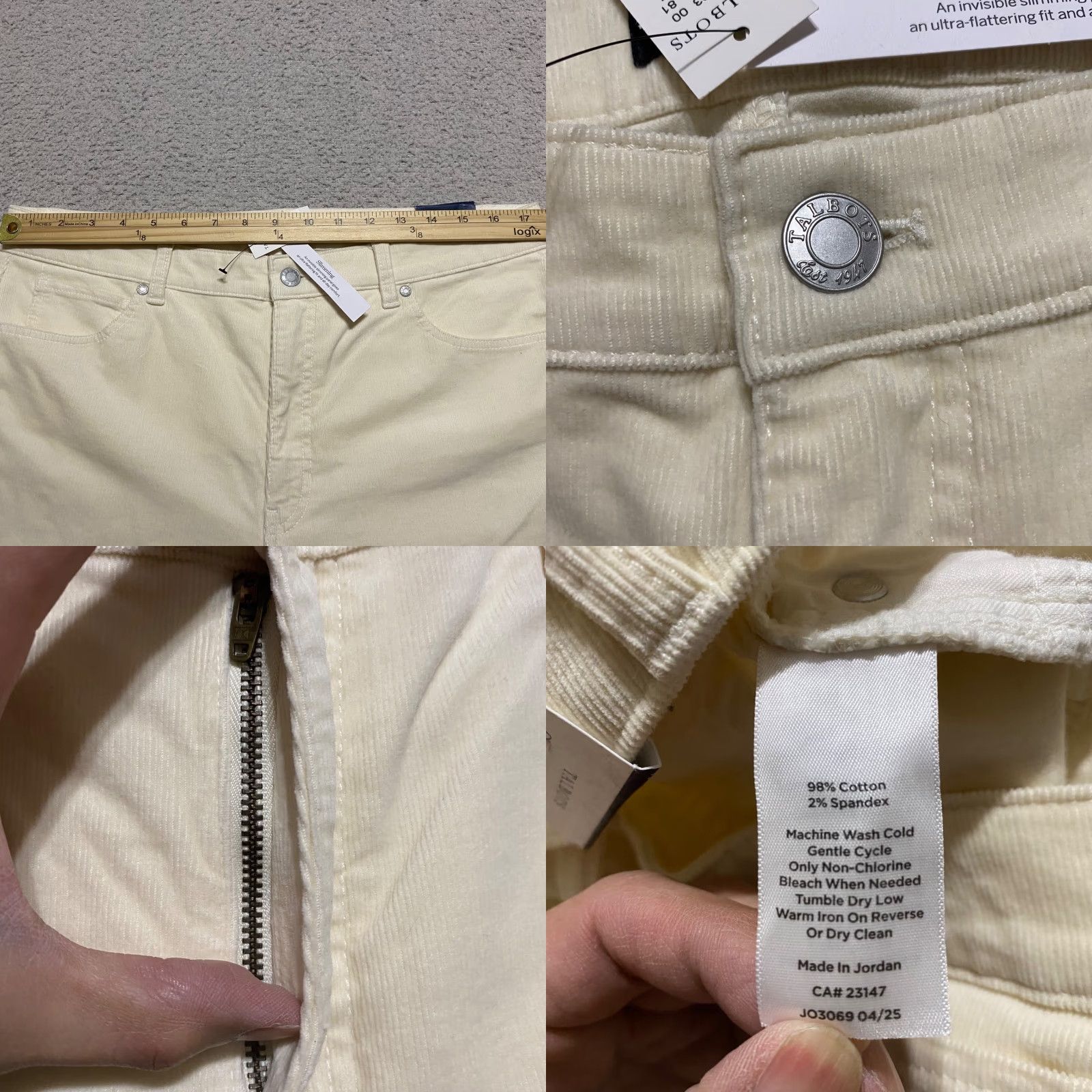 Talbots Talbots Jeans Ivory Corduroy High Rise Straight Womens 14 NWT 31in Inseam 5-Pocket Regular Fit Size 36" / US 14 / IT 50 - 8 Thumbnail