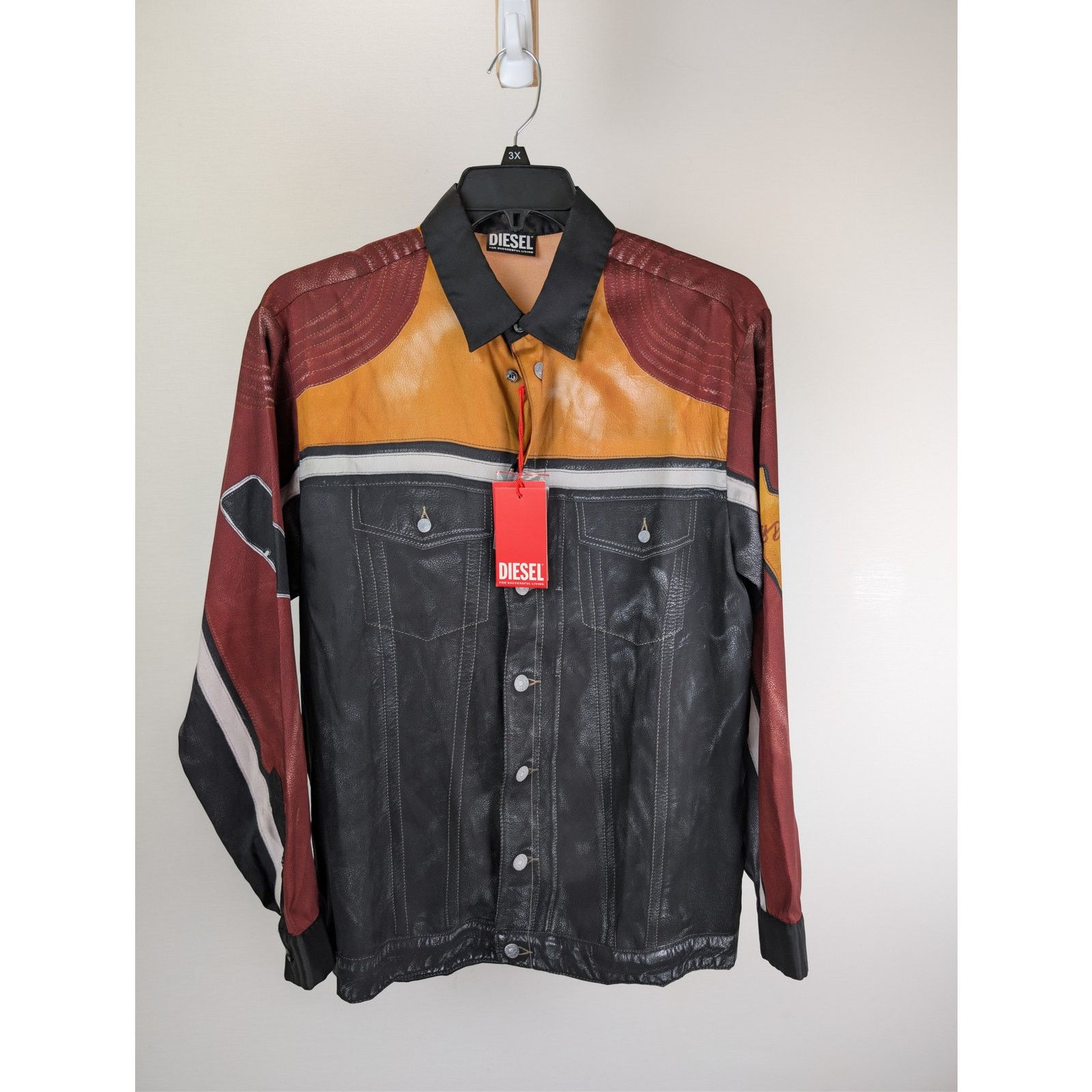 Diesel o1rshd1 S-Gilliam Biker-Jacket Effect Shirt in Black Size US L / EU 52-54 / 3 - 2 Thumbnail
