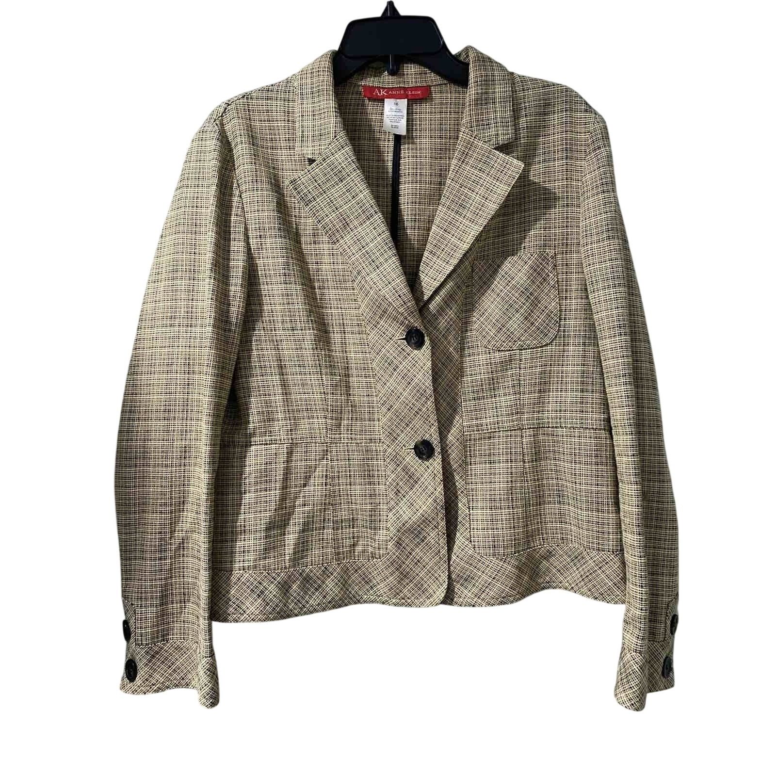 Anne Klein Anne Klein Womens Blazer Plaid Double-Button Size 16 A001604 Size XXL / US 16-18 / IT 52-54 - 1 Thumbnail
