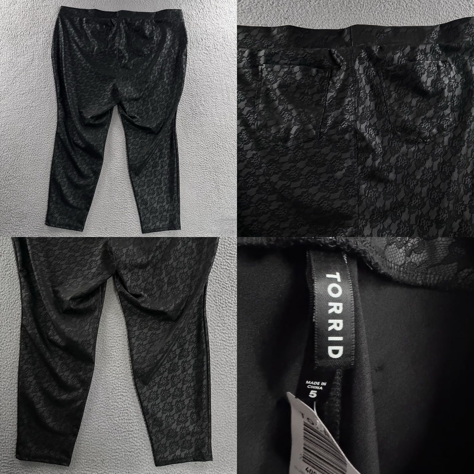 Torrid Torrid Leggings Black 5X Ankle Lace Floral Polyester Blend Womens Plus Pants Size 40" / US 18 - 9 Thumbnail