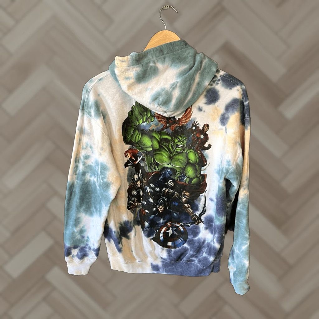 Vintage Marvel Pullover Hoodie Tie Dye Graphic Sweatshirt Size Medium Unisex Adults M Blue Size US M / EU 48-50 / 2 - 1 Thumbnail