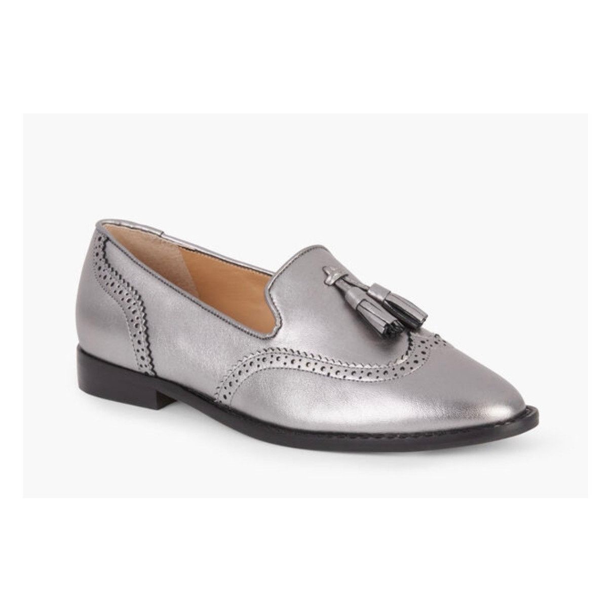 Talbots NIB Talbots Leighton Brogue Nappa Leather Metallic Loafers,6 Size US 6 / IT 36 - 2 Thumbnail