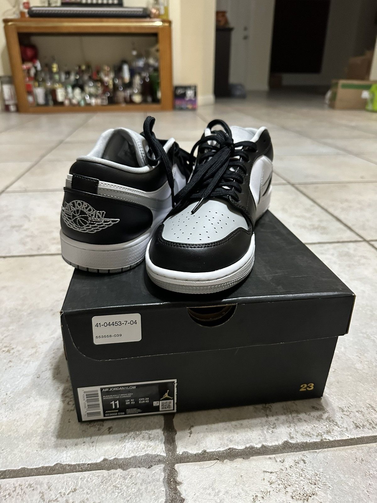 image of Jordan Nike Jordan 1 Low Black White Grey Shoes, Men's (Size 11)