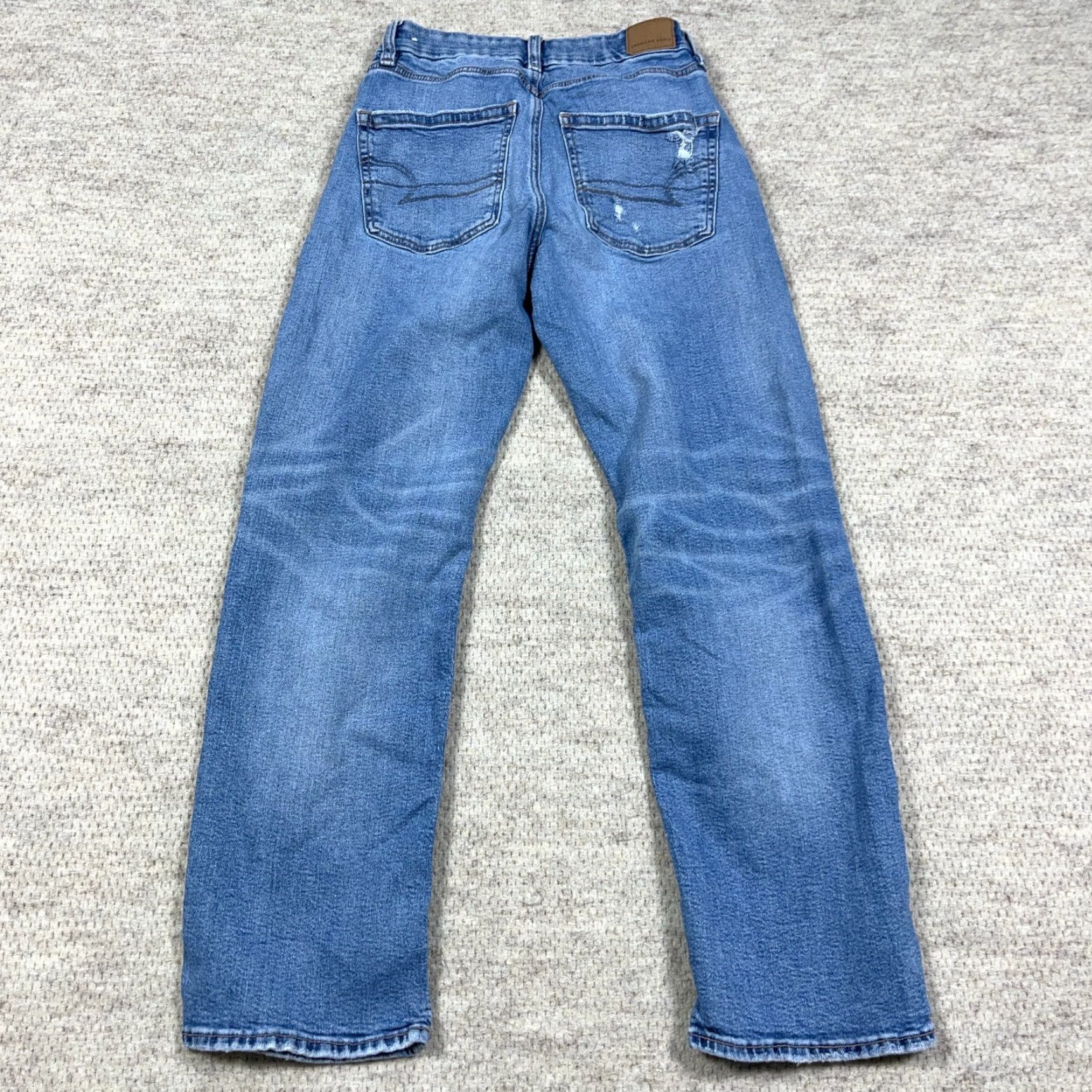 American Eagle Outfitters American Eagle Outfitters Jeans Women 4 Curvy Straight Med Wash Distressed Holes Baggy Denim Cotton Blend 5-Pocket Logo Size 27" / US 4 / IT 40 - 2 Thumbnail