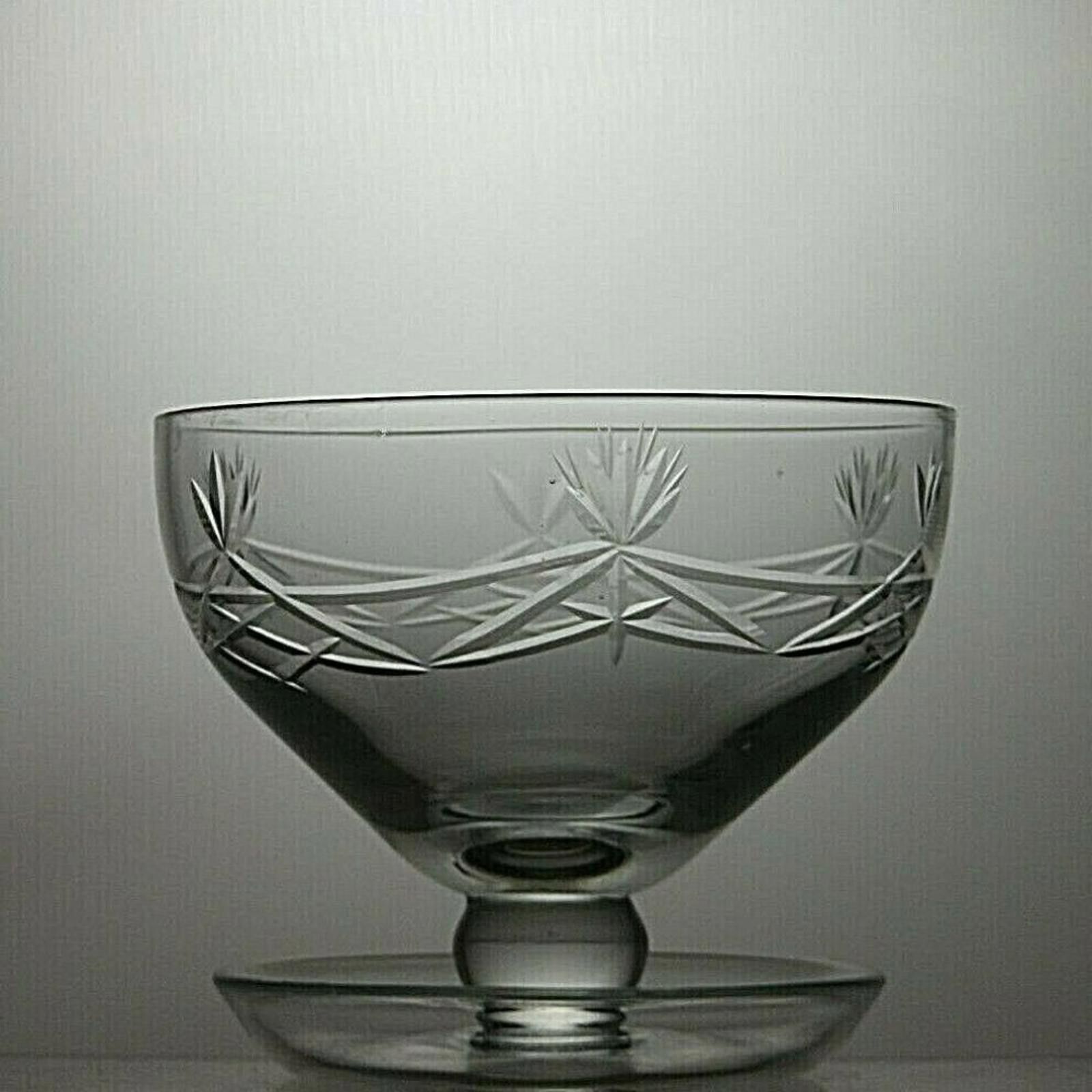 The Unbranded Brand Lead Crystal Cut Glass Set Of 6 Footed Dessert bowls 3 1/2" Size ONE SIZE - 5 Thumbnail