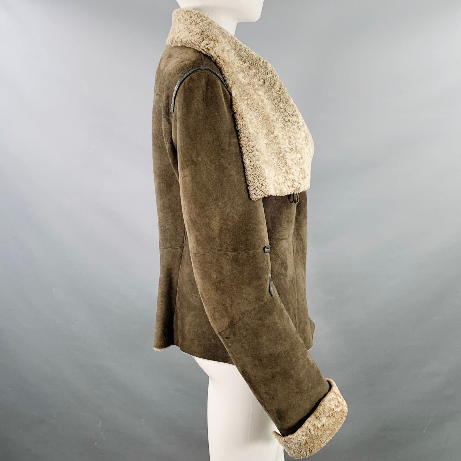 Gerard Darel GERARD DAREL Grey Taupe Sheepskin Shearling Double Zipper Size XS / US 0-2 / IT 36-38 - 3 Thumbnail