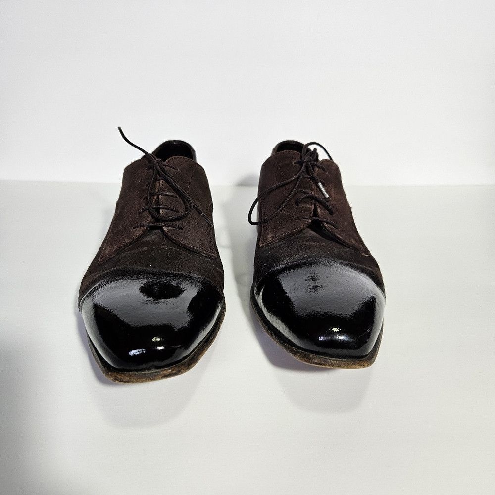 Paciotti Cesare Paciotti Brown Suede & Patent Leather Tuxedo Shoes Size US 6.5 / EU 39-40 - 4 Thumbnail