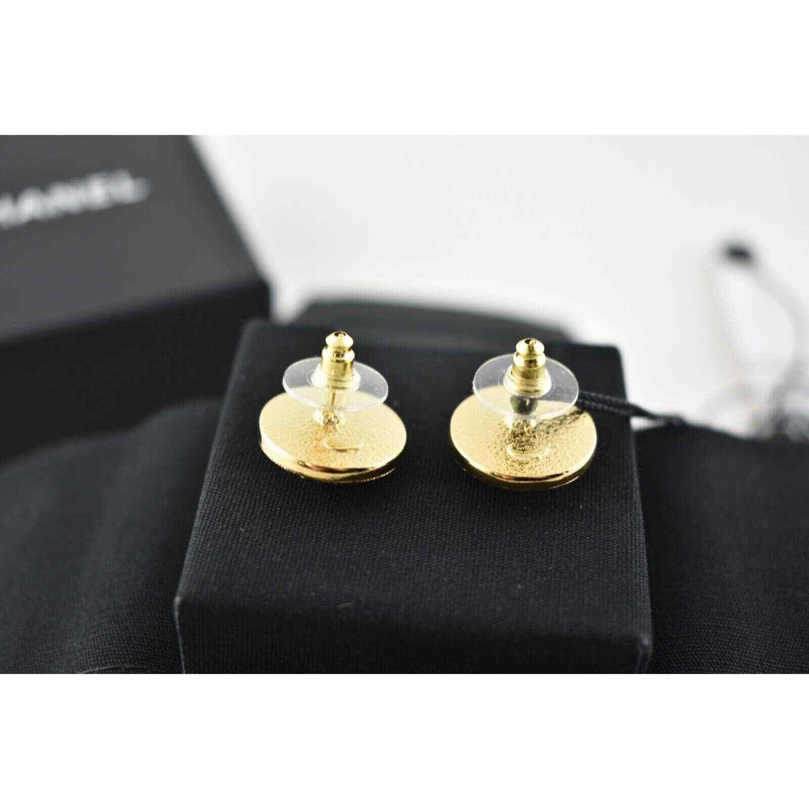 Chanel Chanel Gold Black Chain Link Dangle Statement Stud Earrings Size ONE SIZE - 10 Thumbnail