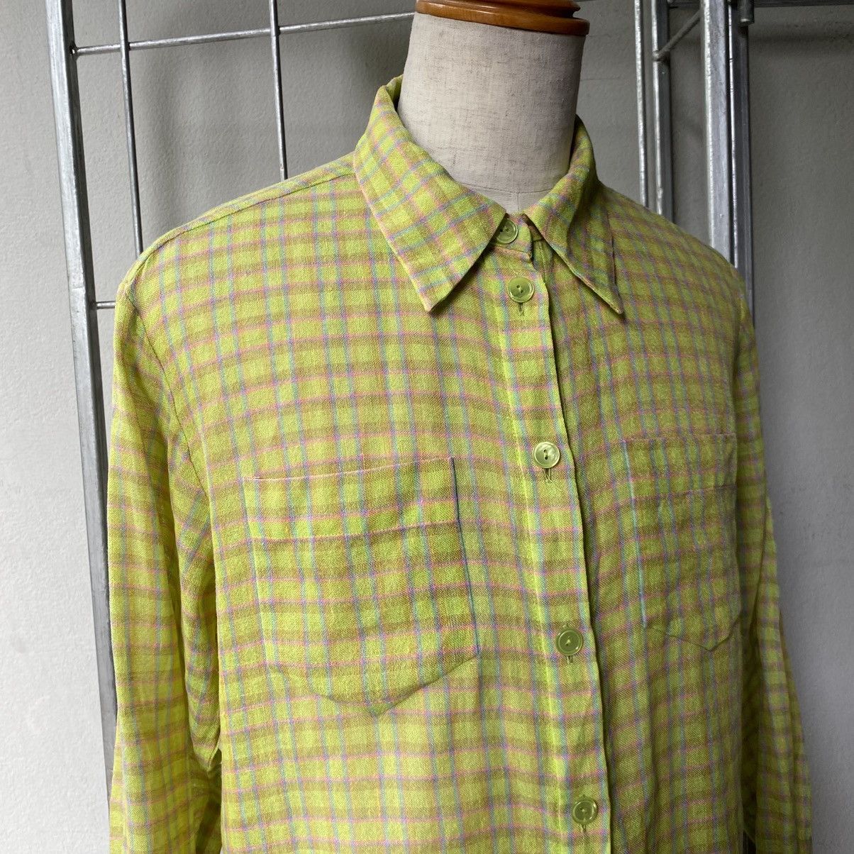Chloe Chloe Yellow Green Plaid Button-Up Shirt Size M / US 6-8 / IT 42-44 - 17 Thumbnail