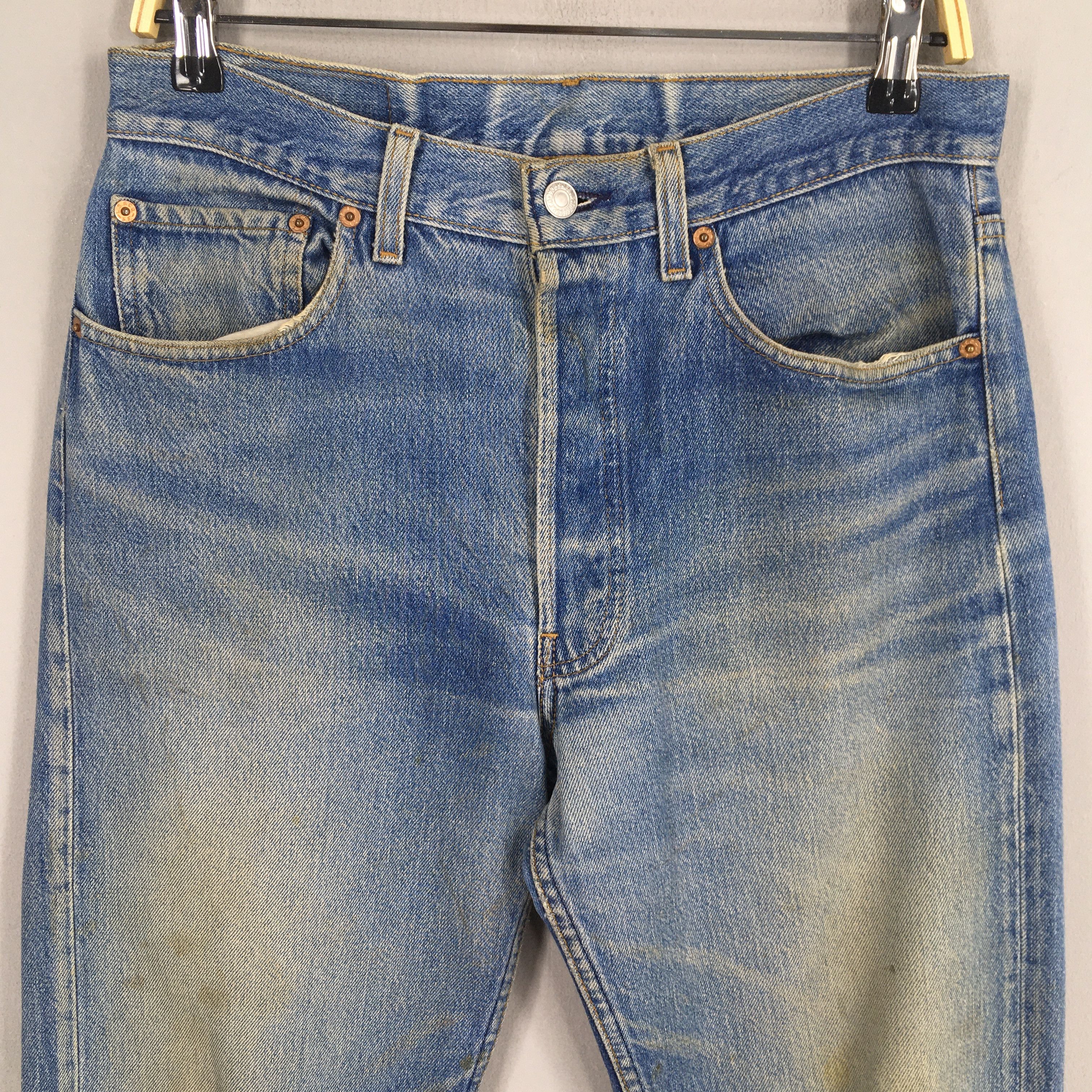 Levi's Size 31x30.5 Vintage 90s Levi's 501 Faded Blue Jeans S19 Size US 31 - 2 Thumbnail