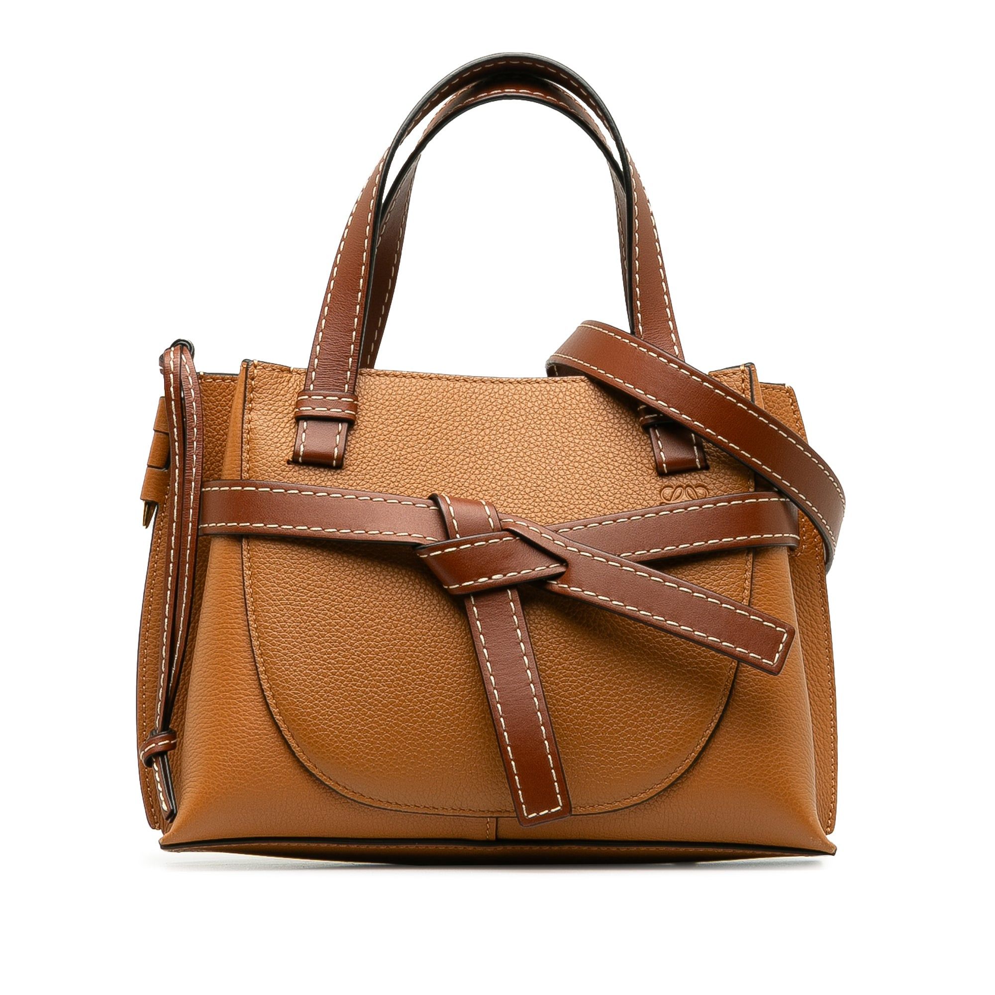 image of Loewe Mini Gate Top Handle Satchel in Brown, Women's