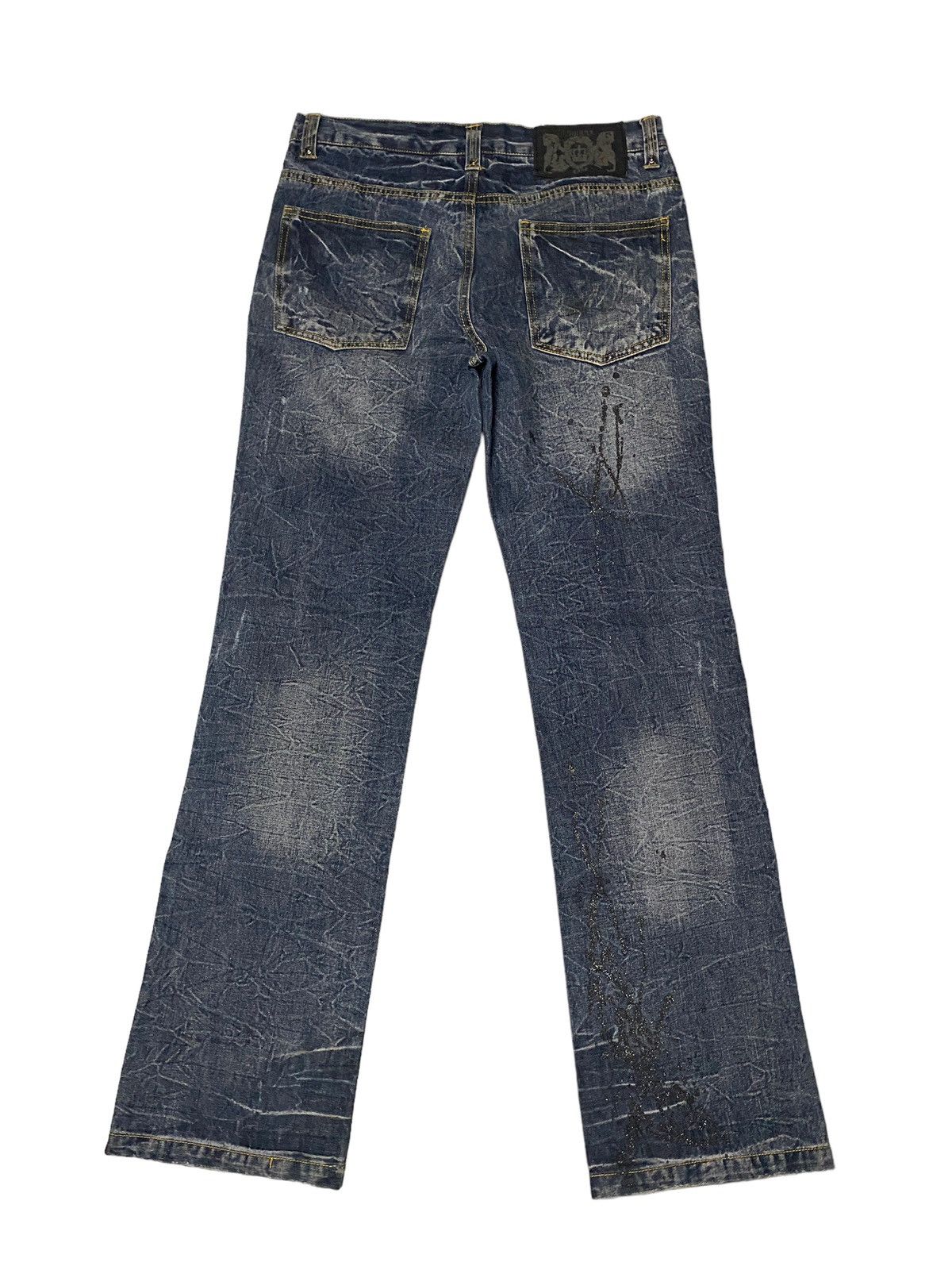 If Six Was Nine Lowbox Buckle Glitter Flared Seawash Jeans Size US 30 / EU 46 - 12 Thumbnail