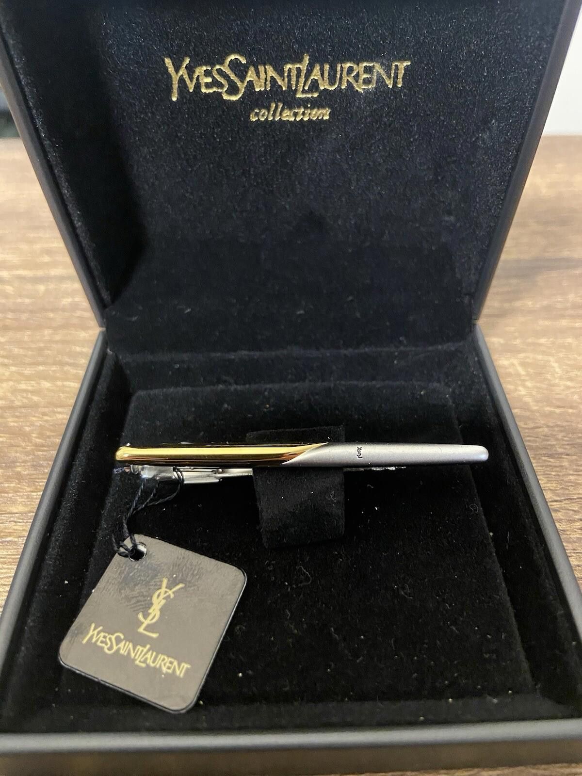 Saint Laurent Paris YSL black saffiano leather cigarette case + tie bar set of 2 Size ONE SIZE - 11 Thumbnail