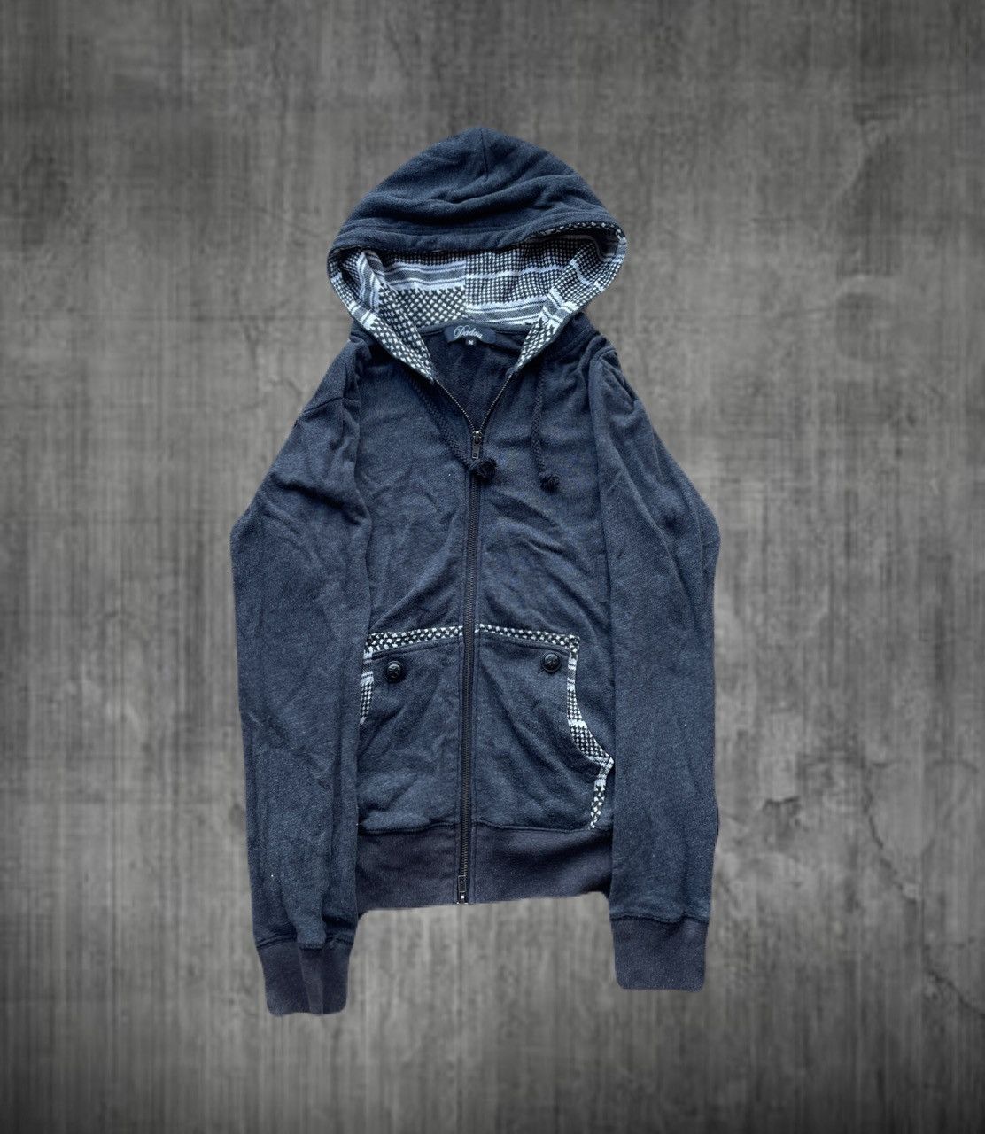 2000s Japanese archive Vkei Button Zip-up Hoodie Y2K