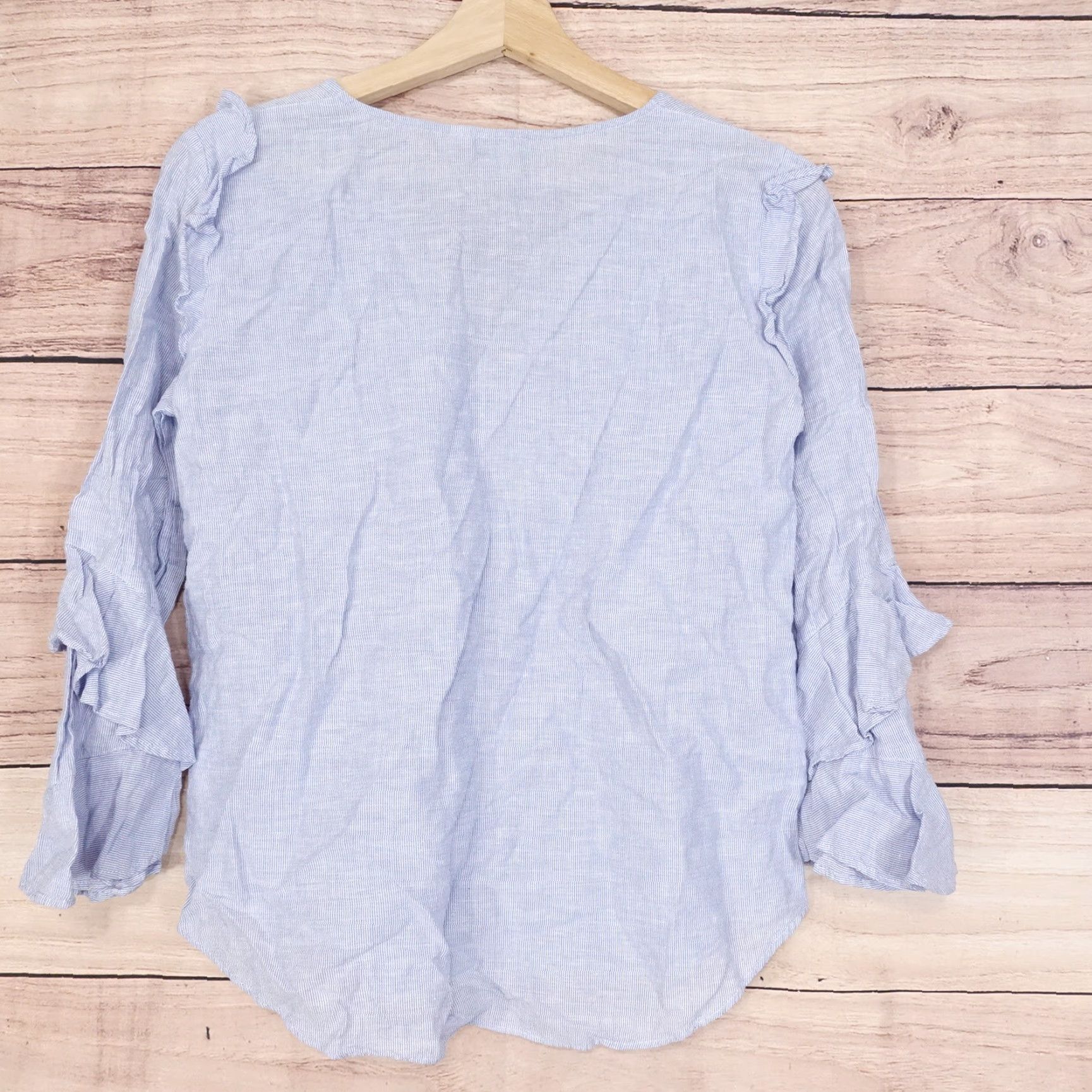 Express Express Women's Long Sleeve Blue Striped Blouse S Casual Seasonal Size S / US 4 / IT 40 - 4 Thumbnail