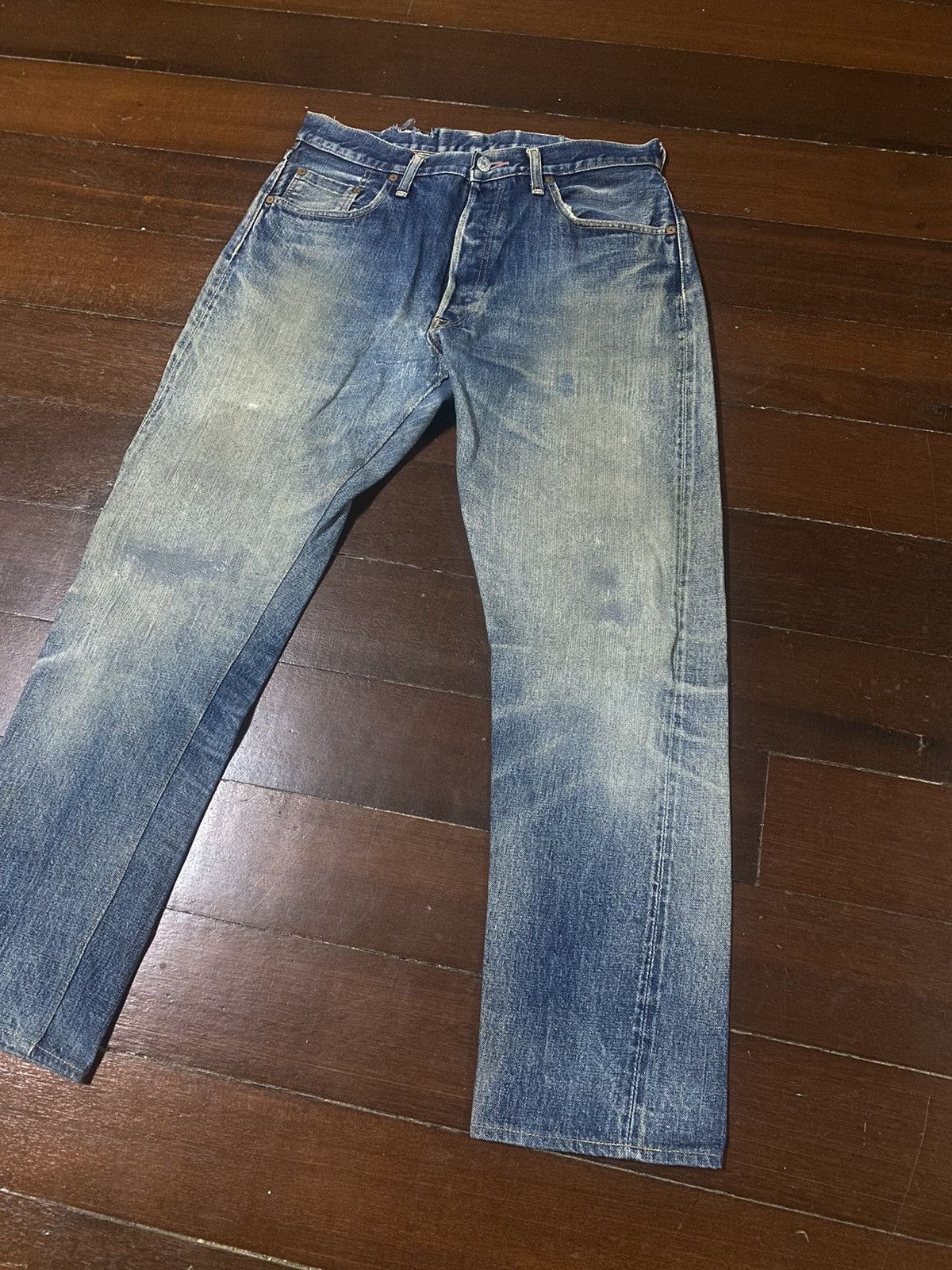 Denime Vintage 90s DENIME Japan Selvedge Distressed patch leather Size US 34 / EU 50 - 8 Thumbnail