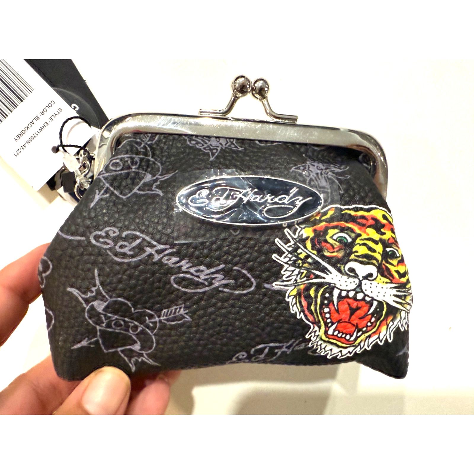 Ed Hardy Ed Hardy Crossbody Bag Black Tiger Butterfly Kiss Lock NWT Size ONE SIZE - 2 Thumbnail